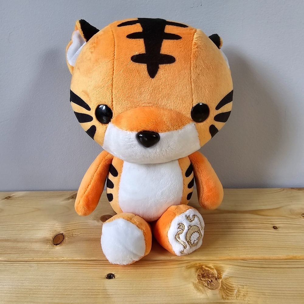 Bellzi Tiger Plush Orange Black‎ White Embroidered Paw Kawaii Stuffed Animal